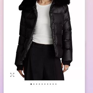 Dawn Levy Black Puffer Jacket with Fur Collar